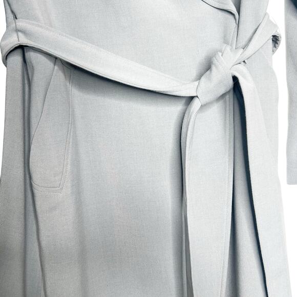 KENNETH COLE Trench Coat Belted Long Sleeve Shawl Collar Light Blue Size Large - Picture 4 of 10